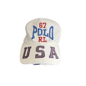 Vintage Rare Polo Ralph Lauren Polo Sport 67 RL USA 90s White Hat Strap READ